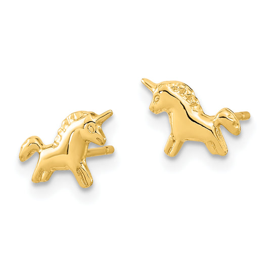 Aretes con Poste de Unicornio Pulido Madi K en Oro de 14k