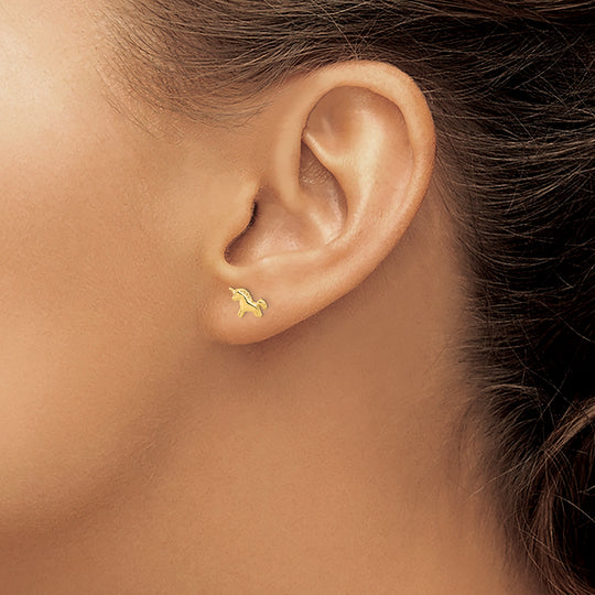 Aretes con Poste de Unicornio Pulido Madi K en Oro de 14k