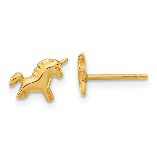 Aretes con Poste de Unicornio Pulido Madi K en Oro de 14k