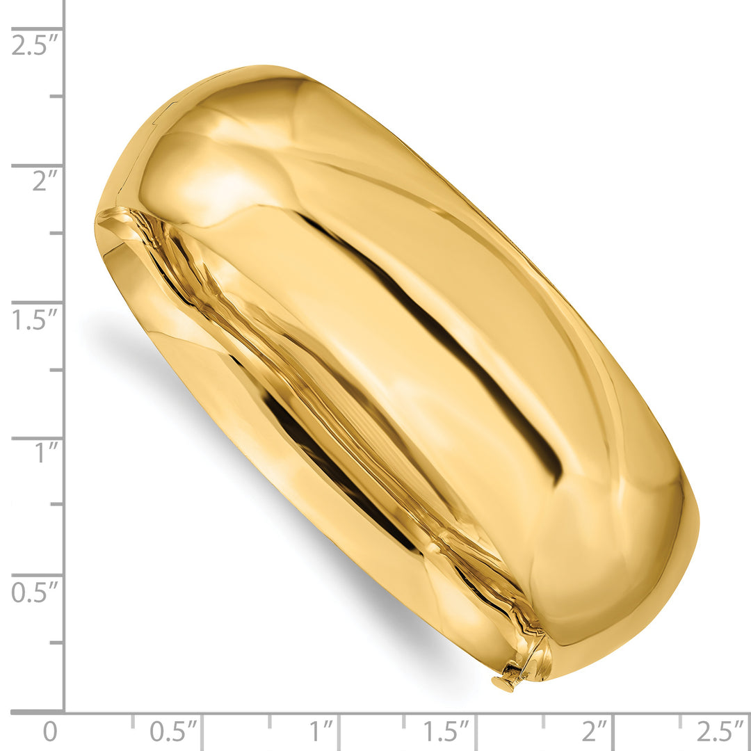 Brazalete tipo brazalete con bisagras de gran tamaño y alto pulido de 14k 13/16