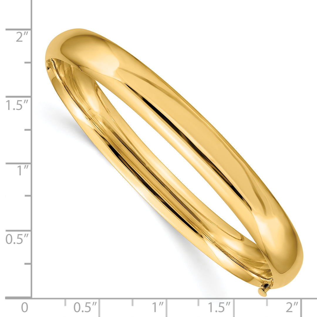 Brazalete tipo brazalete con bisagras de gran tamaño y alto pulido de 14k 5/16