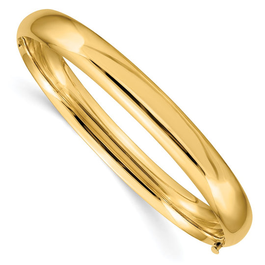 Brazalete tipo brazalete con bisagras de gran tamaño y alto pulido de 14k 5/16