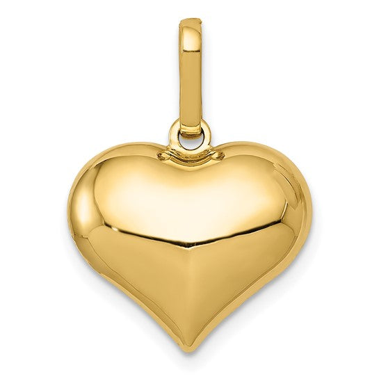 Dije Corazón 3D Pulido y Texturizado en Oro Amarillo de 14k