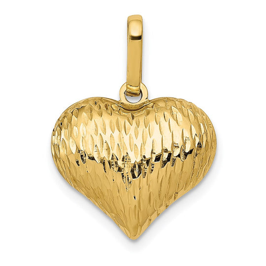 Dije Corazón 3D Pulido y Texturizado en Oro Amarillo de 14k