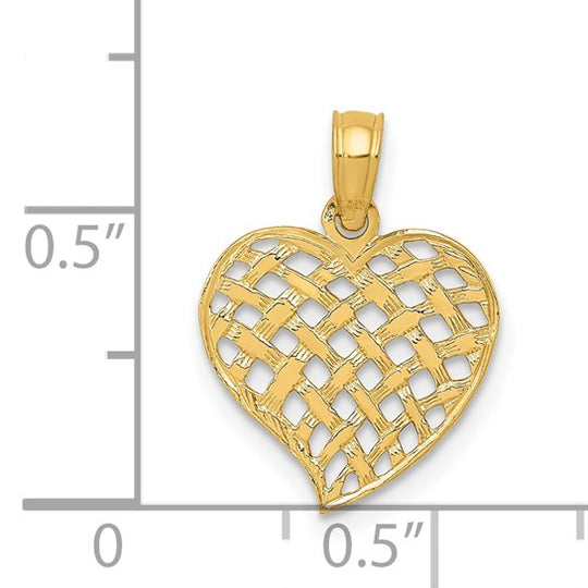 Colgante Corazón con Patrón de Trenza en Oro Amarillo de 14K