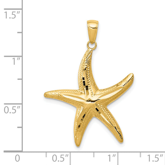 Dije de Estrella de Mar con Corte Diamante en Oro de 14k