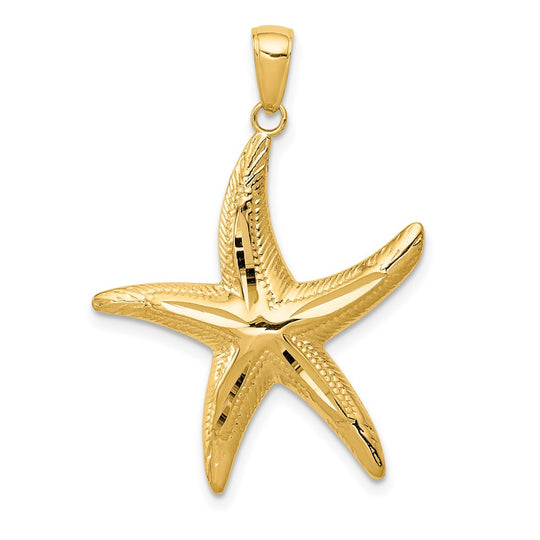 Dije de Estrella de Mar con Corte Diamante en Oro de 14k