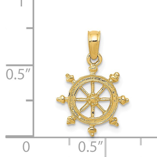 Colgante de Rueda de Timón de Barco de Oro 14K