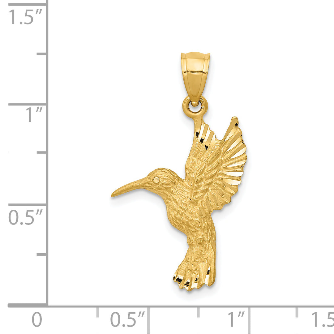 Colgante de Colibrí Cortado en Diamante en Oro Amarillo 14k