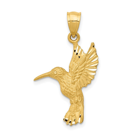 Colgante de Colibrí Cortado en Diamante en Oro Amarillo 14k