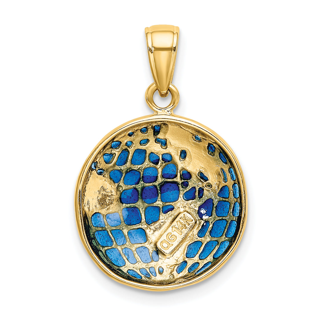 Dije de Globo Enameled Azul en Oro de 14k