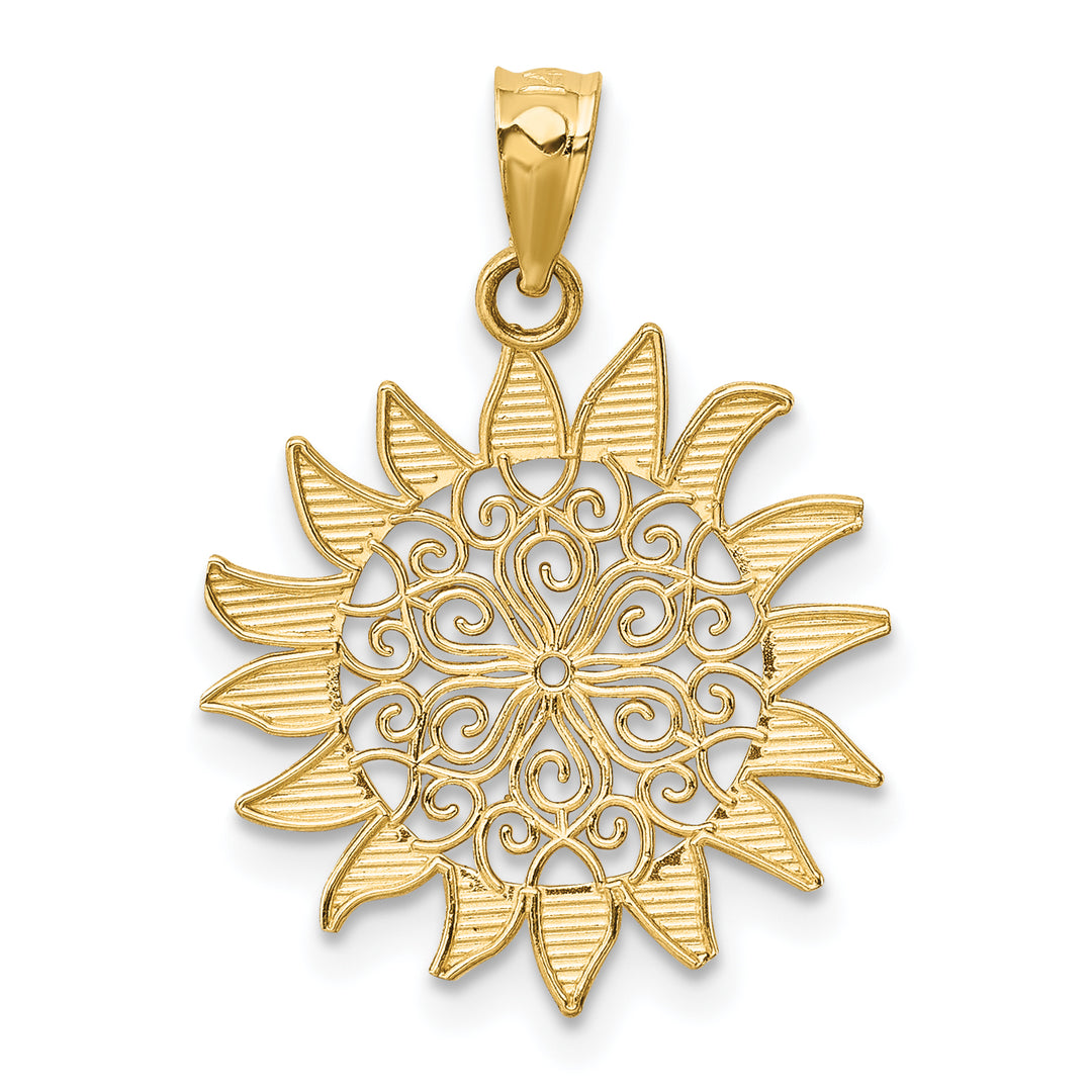 Dije de Sol Filigrana Pulida en Oro de 14K