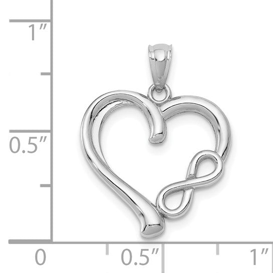 Dije Corazón Infinito Pequeño en Oro Blanco Pulido de 14K