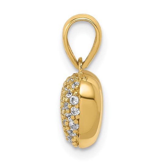 Colgante Corazón 3D con CZ en Oro Amarillo de 14k Pulido