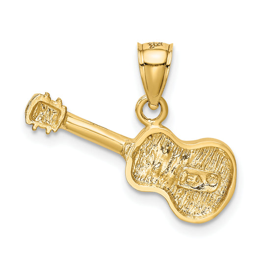 Dije de Guitarra Acústica Satinada con Corte Diamante en Oro de 14k