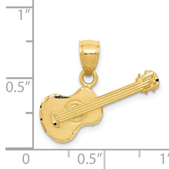 Dije de Guitarra Acústica Satinada con Corte Diamante en Oro de 14k