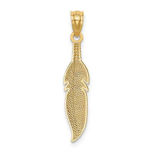 Dije de Pluma en Oro 14K Pulido