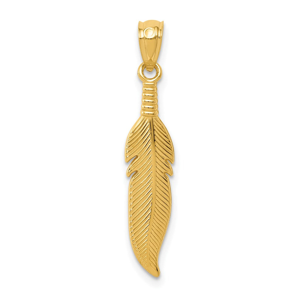 Dije de Pluma en Oro 14K Pulido