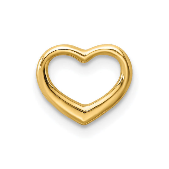 Mini diapositiva de corazón flotante pulida de 14K