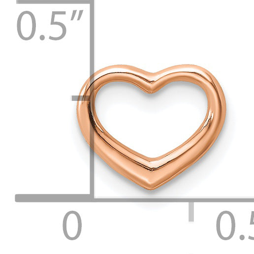 Diapositiva de cadena con forma de corazón pulida en rosa de 14 quilates