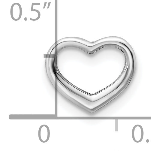 Mini diapositiva de corazón flotante de oro blanco de 14 quilates