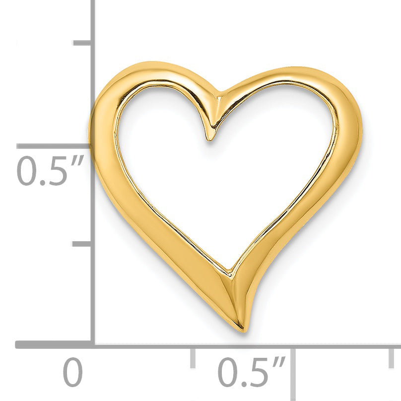 Diapositiva de corazón flotante grande de 14K