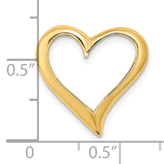 Diapositiva de corazón flotante grande de 14K