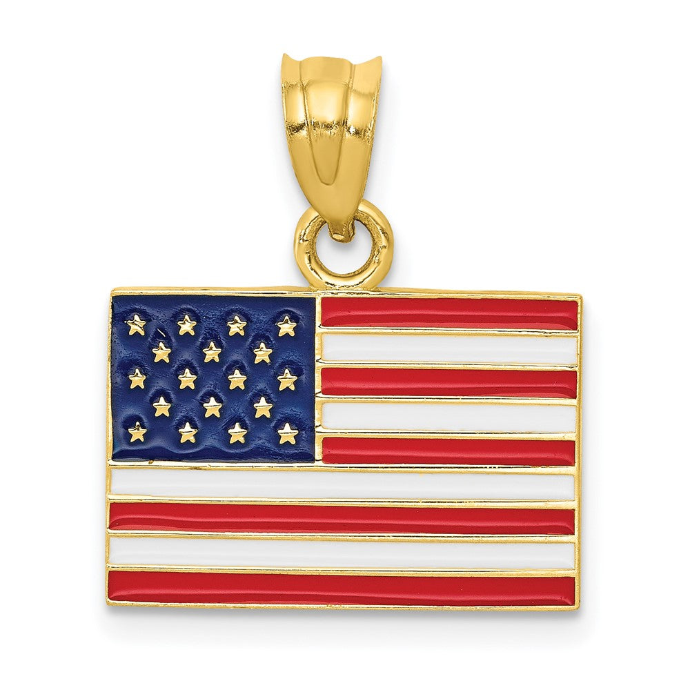 Colgante Enameled de la Bandera de los Estados Unidos en Oro Amarillo de 14K