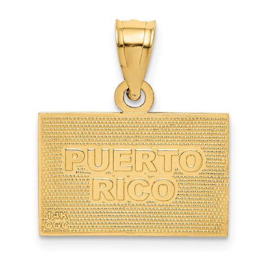 Colgante Sólido Enameled de la Bandera de Puerto Rico en Oro Amarillo de 14K