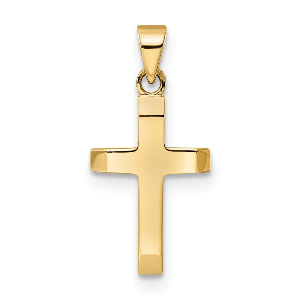 Colgante de Cruz Hueca con Extremos Tapered Pulidos en Oro de 14k