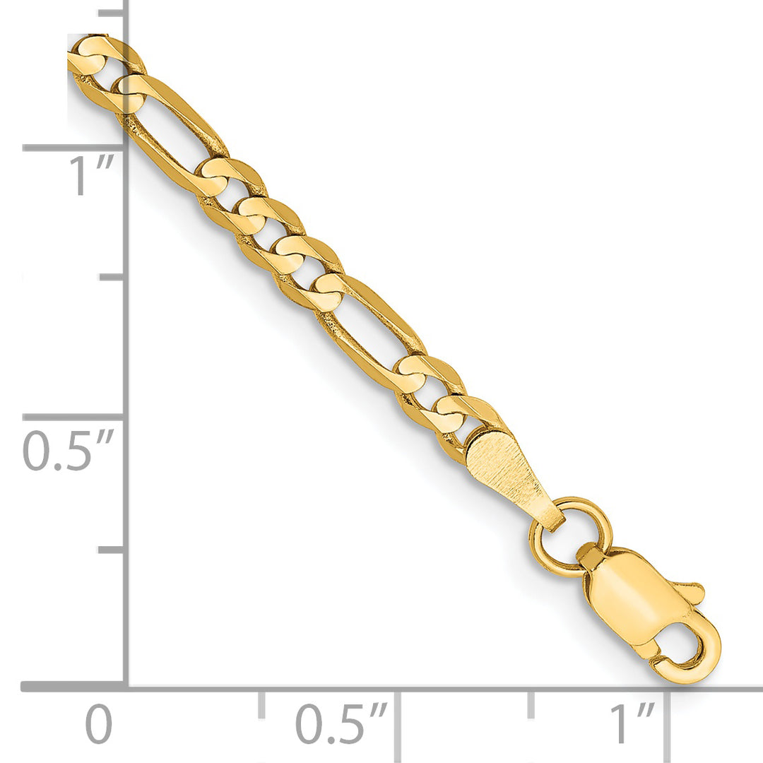 Cadena Figaro abierta cóncava de 14k y 3 mm