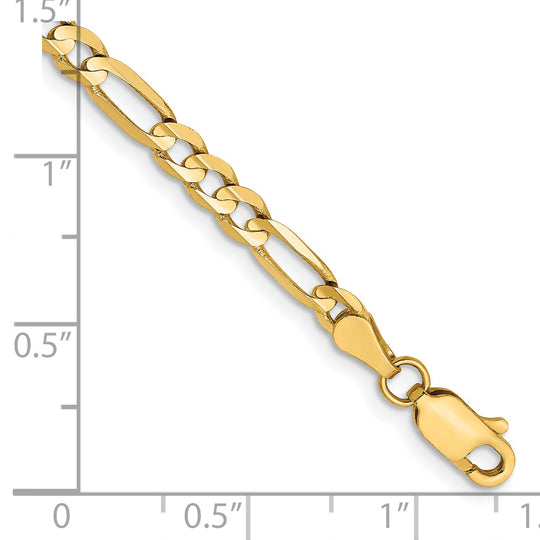 Cadena Figaro abierta cóncava de 14k y 4 mm