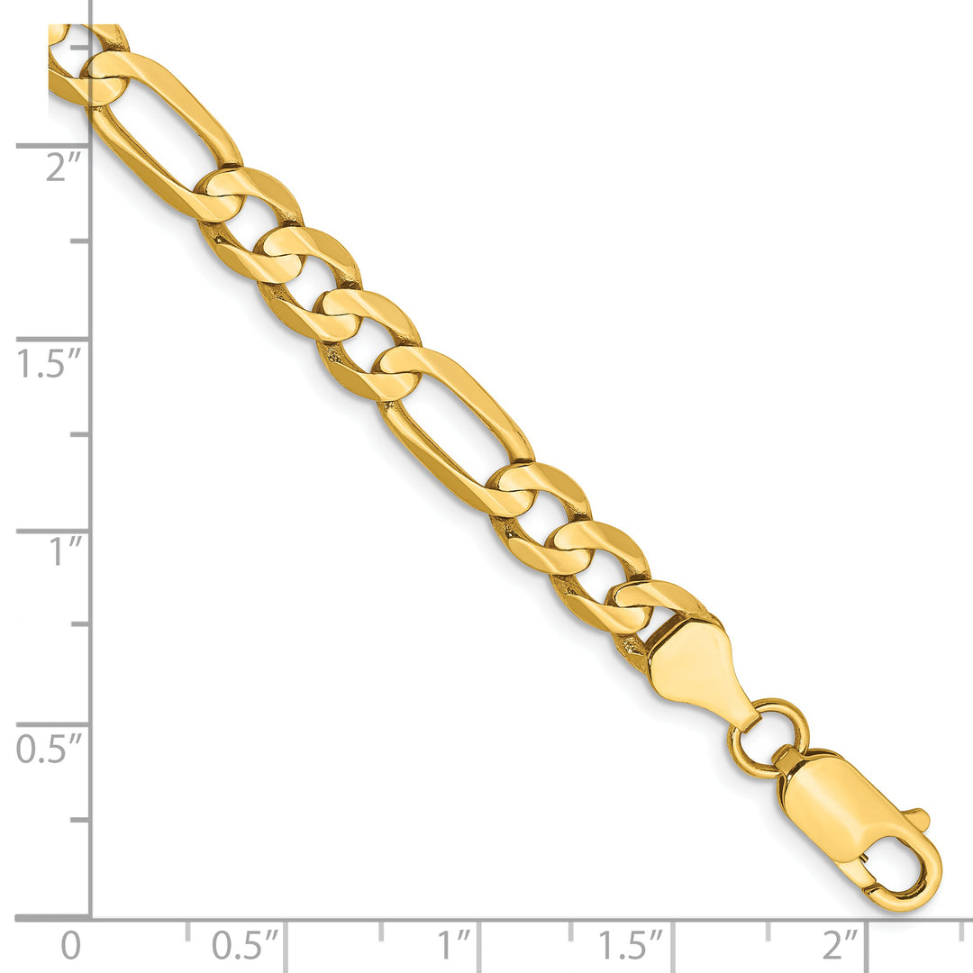 Cadena Figaro abierta cóncava de 14k y 6 mm