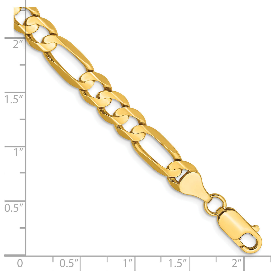 Cadena Figaro abierta cóncava de 14k y 6,75 mm