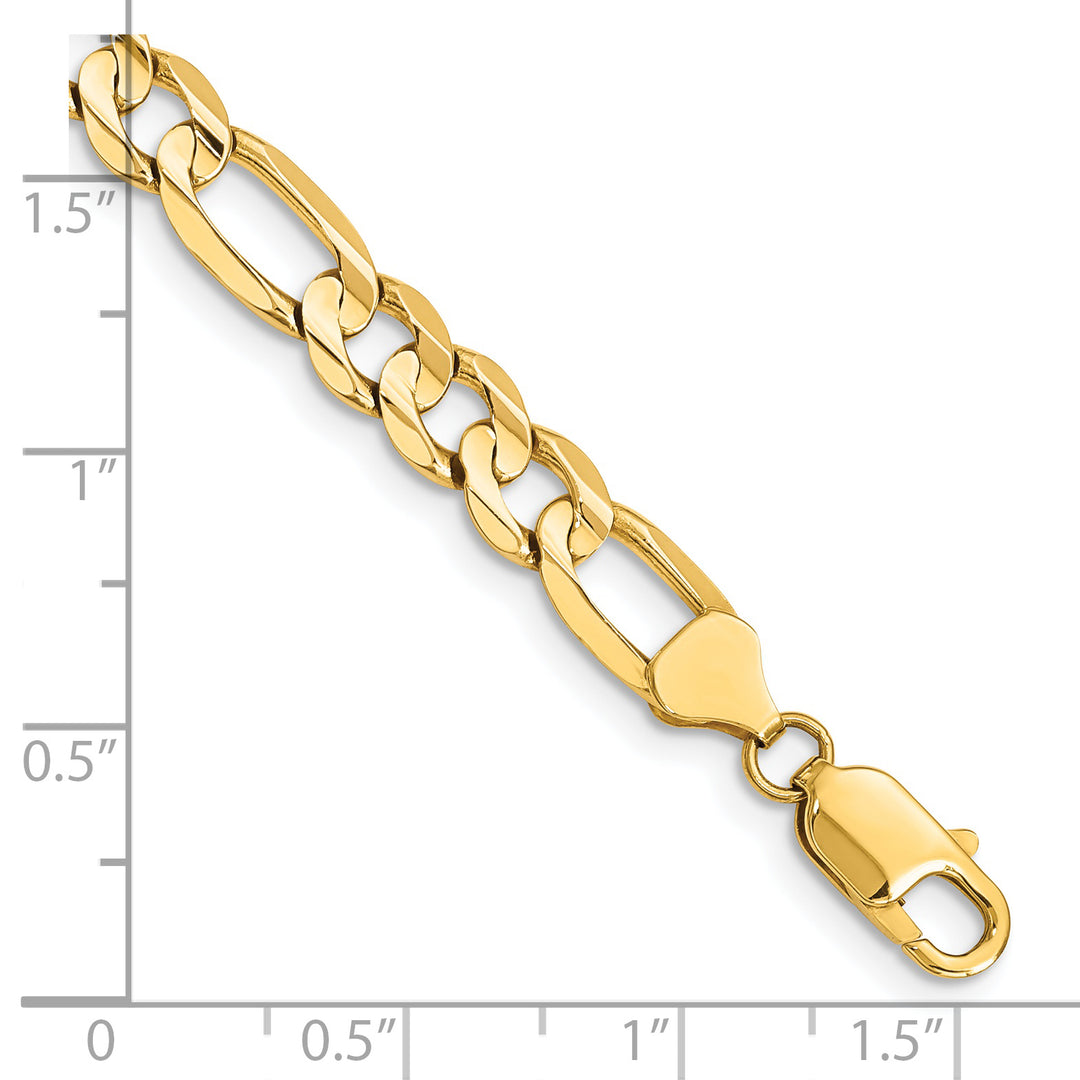 Cadena Figaro abierta cóncava de 14k y 7,5 mm