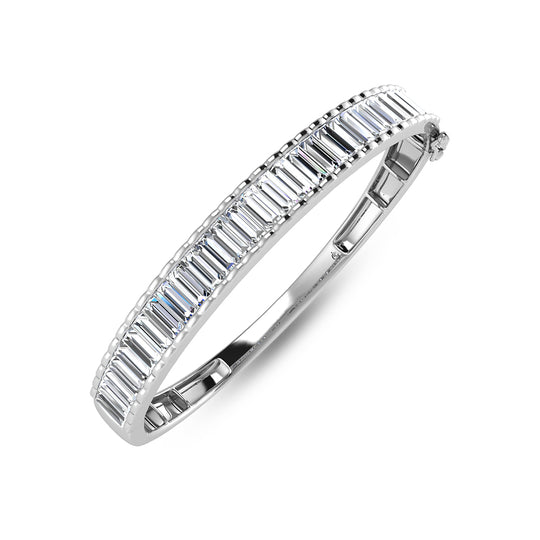 Diamante cultivado en laboratorio, redondo y baguette, de oro blanco de 14 quilates, 7 qt. total. Brazalete