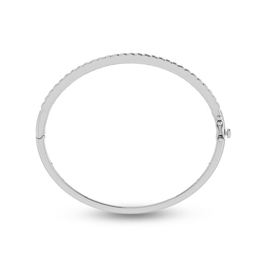 Diamante cultivado en laboratorio, redondo y baguette, de oro blanco de 14 quilates, 7 qt. total. Brazalete