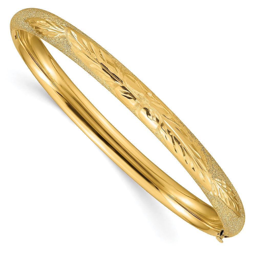 Brazalete con bisagras cortado con láser 4/16 de 14k