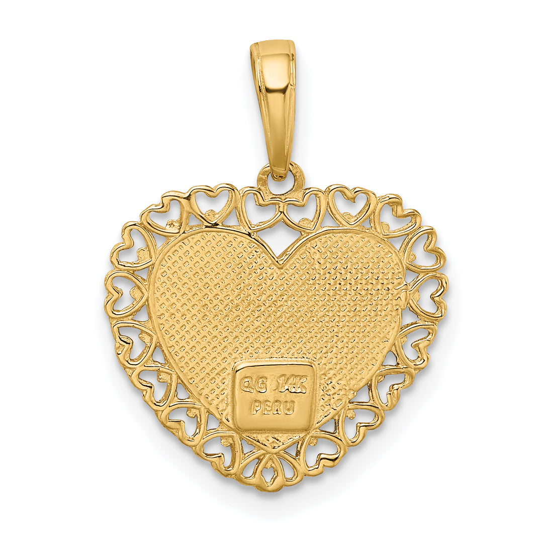 Corazón de ABUELA de dos tonos de 14 k con dije de flor