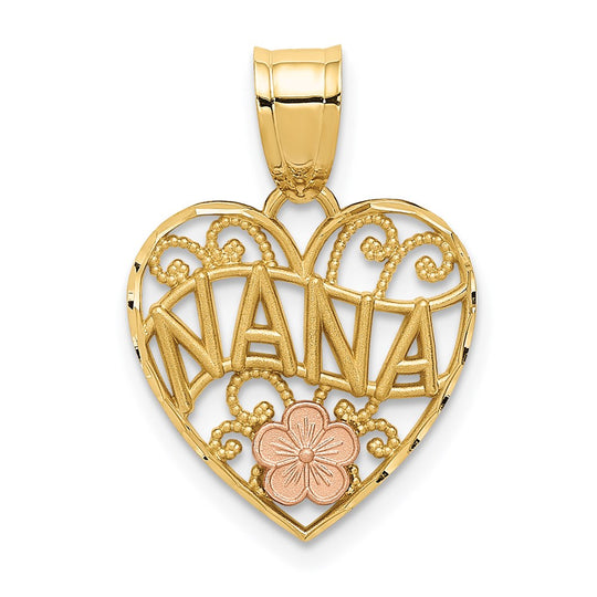 Colgante de corazón NANA de dos tonos de 14 k