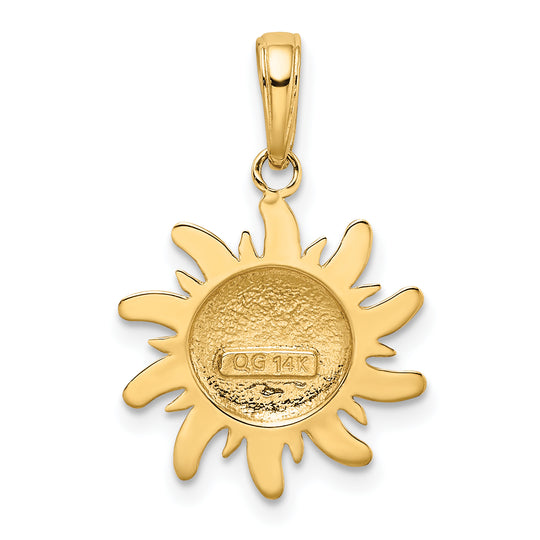 Dije de sol pequeño pulido de 14 k