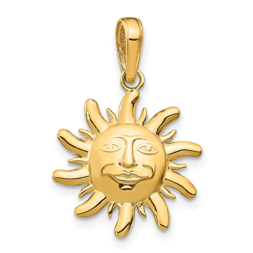 Dije de sol pequeño pulido de 14 k