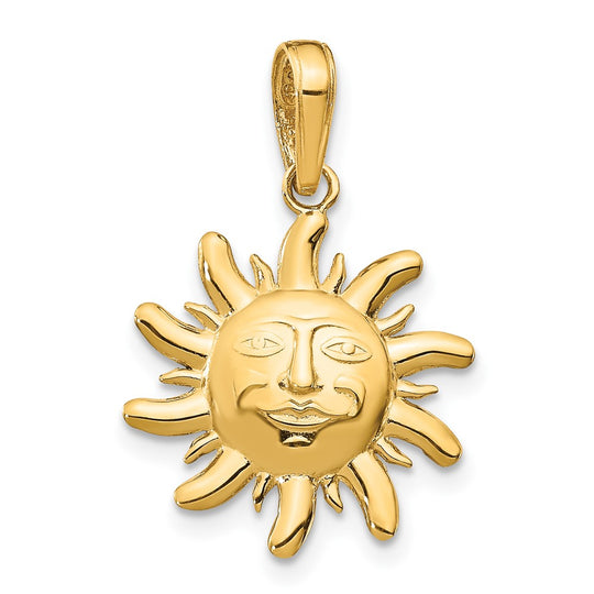 Dije de sol pequeño pulido de 14 k