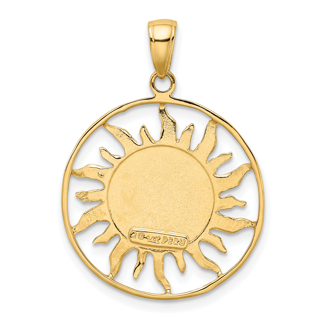 Dije de sol con luna y estrellas de talla diamante de 14k