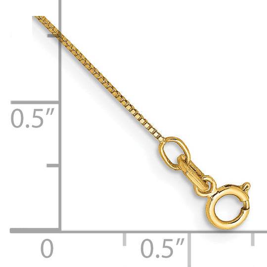 Tobillera de cadena con cierre de anillo de resorte y caja de 14k y 0,5 mm