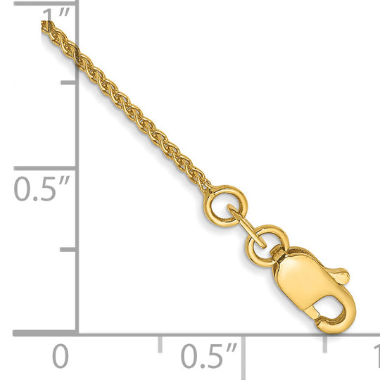 Cadena tipo espiga de 14k y 1,05 mm con cadena con cierre de langosta