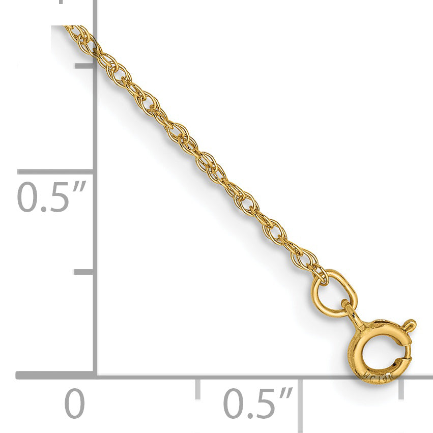 Cadena de cuerda ligera para bebé de 14k y 0,8 mm