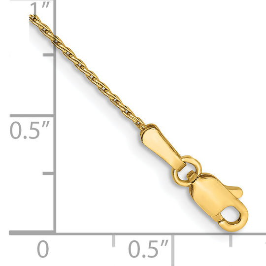 Cadena de trigo parisina redonda de 14 quilates y 1 mm