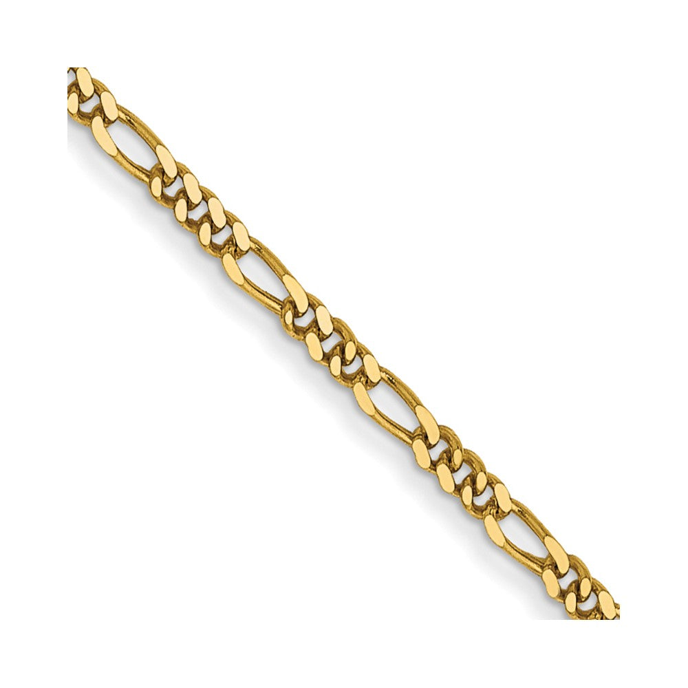 Cadena con Colgante Figaro Plana   de 1.25 mm en Oro Amarillo de 14k