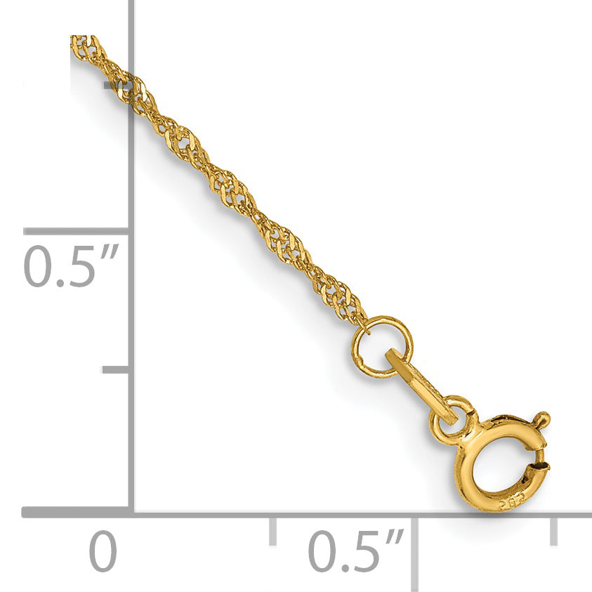 Pulsera de Oro Amarillo de 14k de 5.5 pulgadas y 1.10 mm, con Cierre de Anillo de Resorte